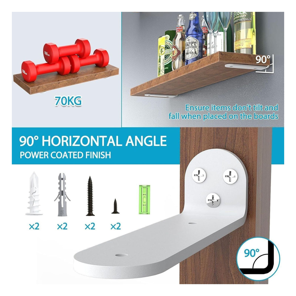Console pentru raft WELDUN, 10 cm, set 6 bucati, albe