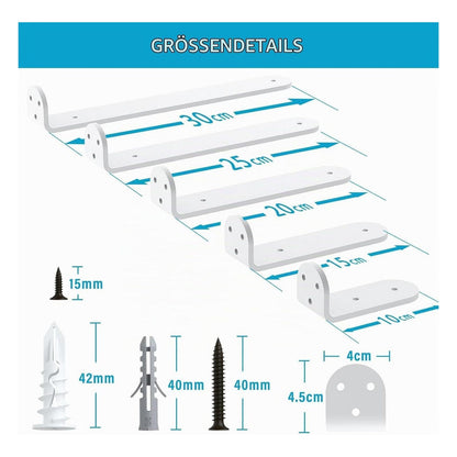 Console pentru raft WELDUN, 30 cm, set 4 bucati, albe