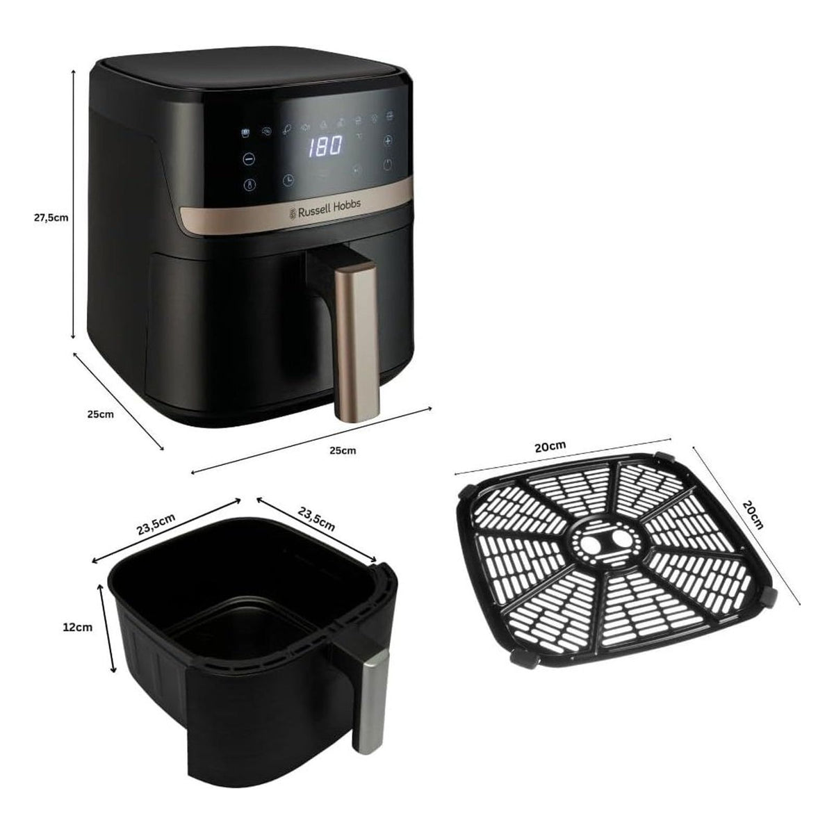 Friteuza cu aer cald Russell Hobbs Satisfry Rapid Air, 4,3 L, neagra