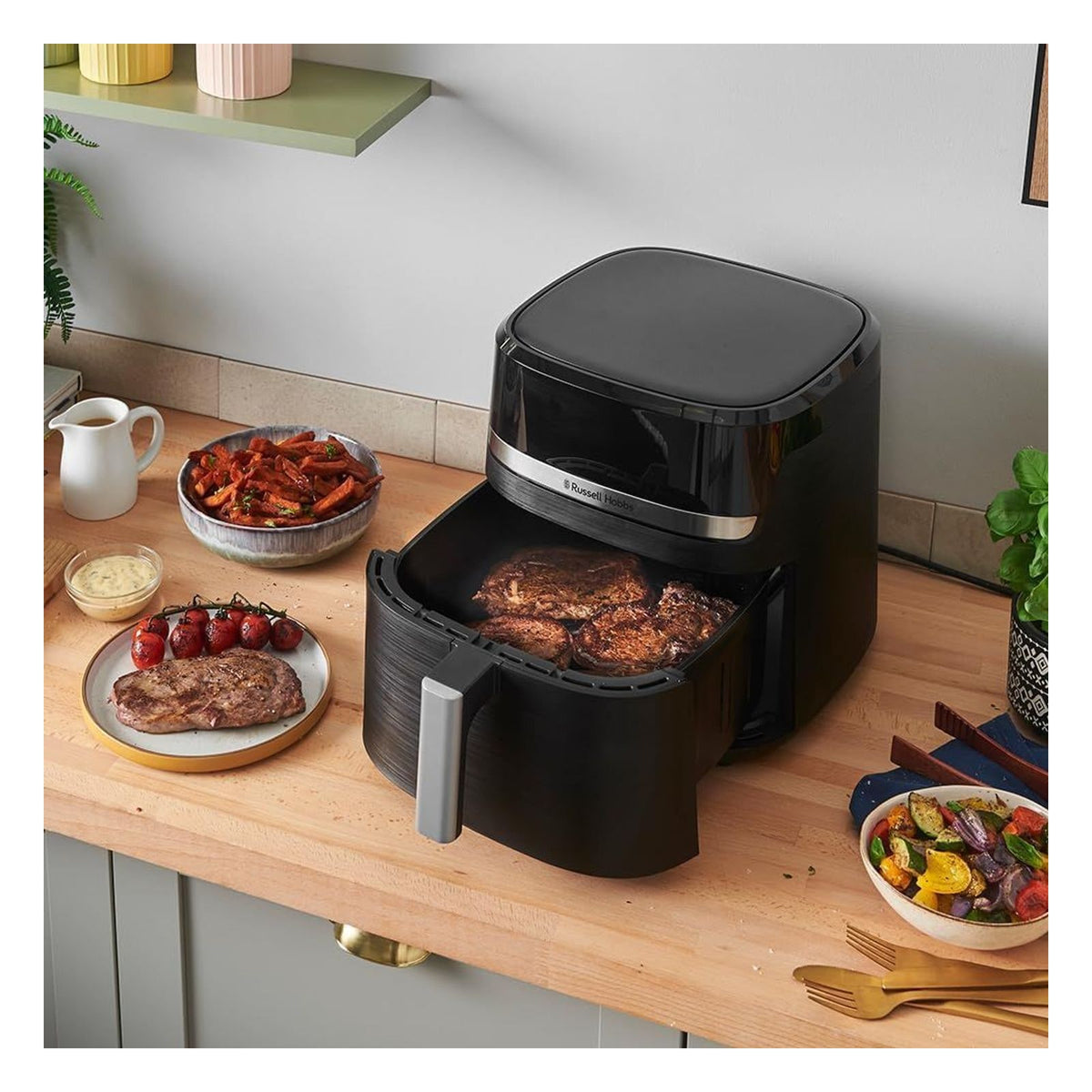 Friteuza cu aer cald XXL Russell Hobbs Satisfry, 8.3 L, 9 programe, neagra