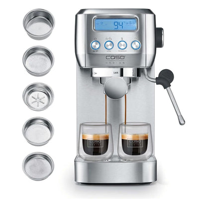 [RESIGILAT] Espressor Caso EspressoGourmet Crema cu portafiltru din inox, pompa ULKA 20 bari, spumare lapte, cafea macinata si paduri ESE