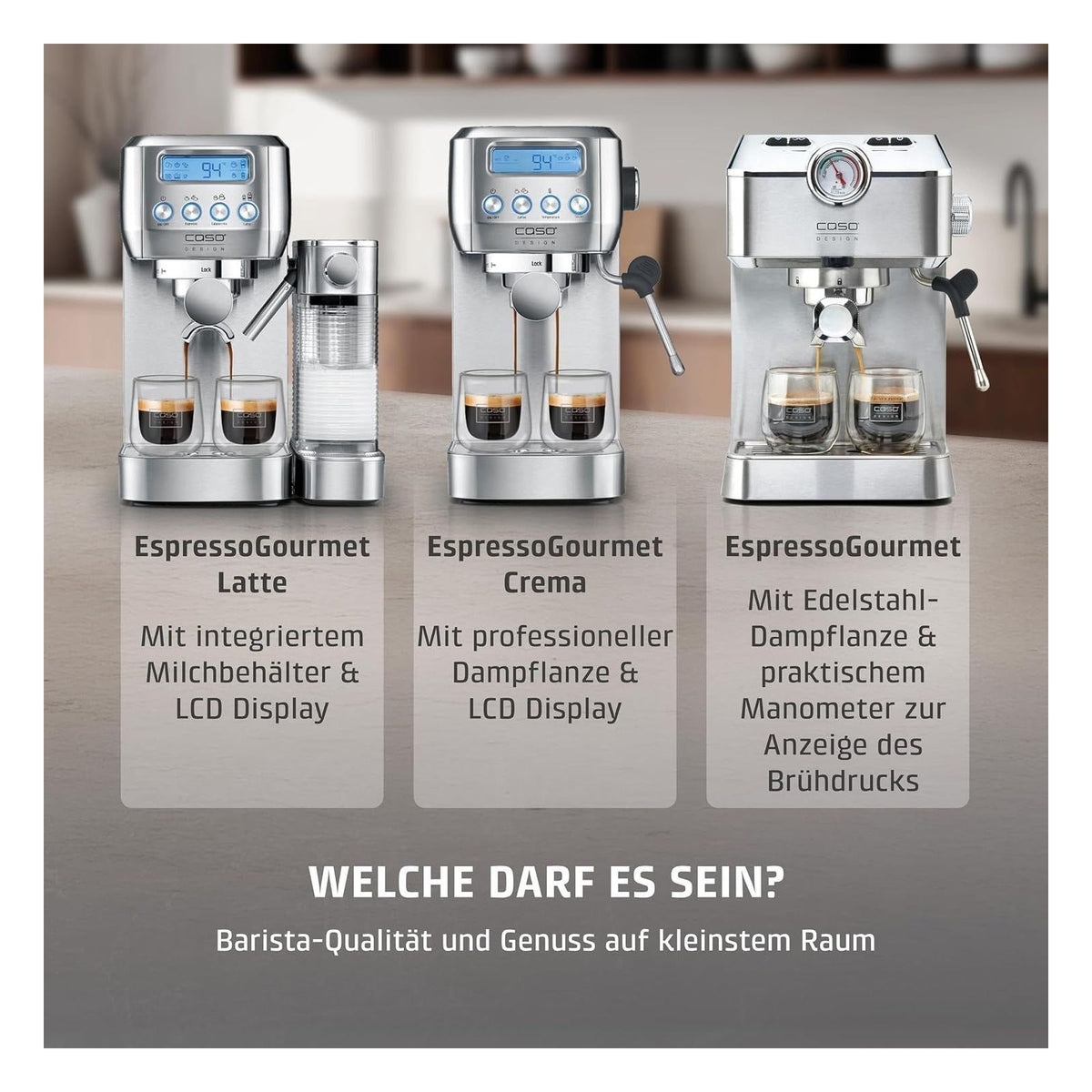 [RESIGILAT] Espressor Caso EspressoGourmet Crema cu portafiltru din inox, pompa ULKA 20 bari, spumare lapte, cafea macinata si paduri ESE