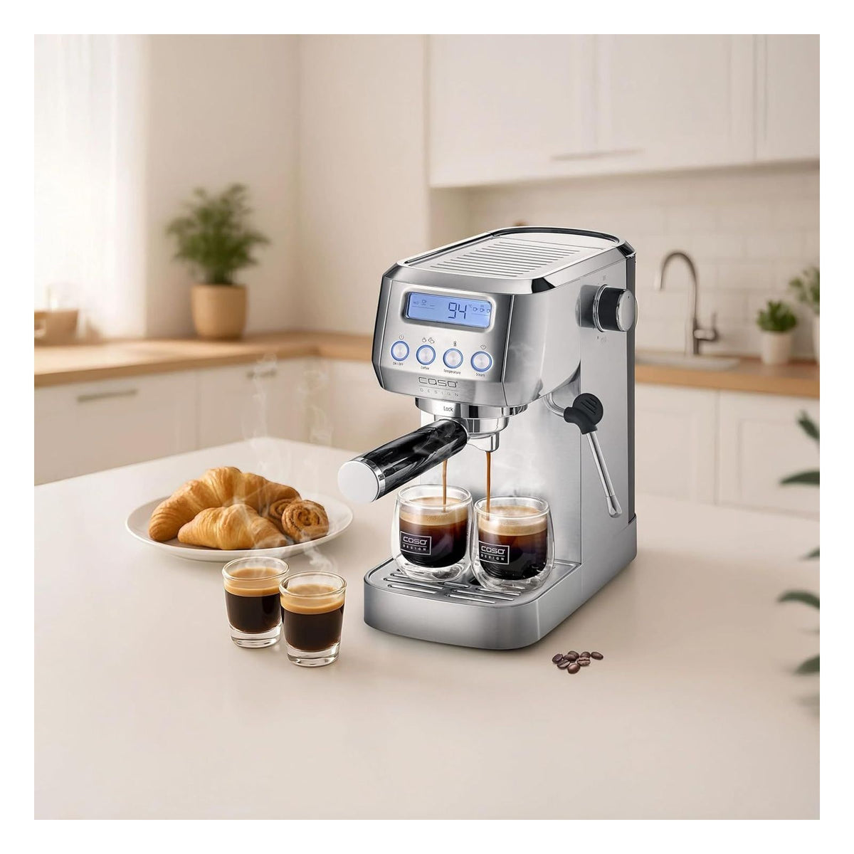 [RESIGILAT] Espressor Caso EspressoGourmet Crema cu portafiltru din inox, pompa ULKA 20 bari, spumare lapte, cafea macinata si paduri ESE