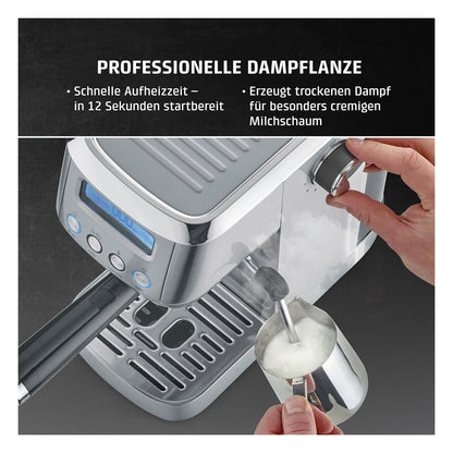 [RESIGILAT] Espressor Caso EspressoGourmet Crema cu portafiltru din inox, pompa ULKA 20 bari, spumare lapte, cafea macinata si paduri ESE