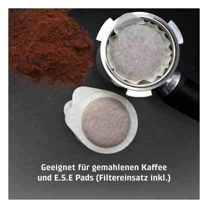 [RESIGILAT] Espressor Caso EspressoGourmet Crema cu portafiltru din inox, pompa ULKA 20 bari, spumare lapte, cafea macinata si paduri ESE