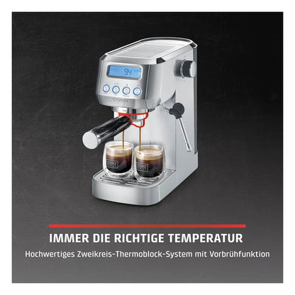 [RESIGILAT] Espressor Caso EspressoGourmet Crema cu portafiltru din inox, pompa ULKA 20 bari, spumare lapte, cafea macinata si paduri ESE