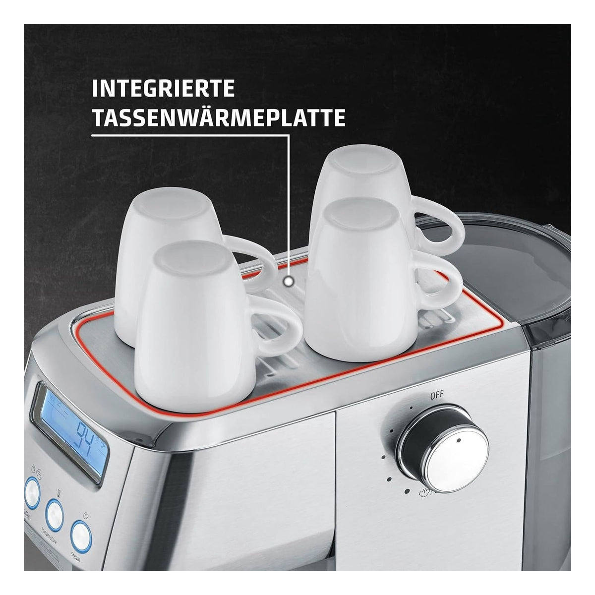 [RESIGILAT] Espressor Caso EspressoGourmet Crema cu portafiltru din inox, pompa ULKA 20 bari, spumare lapte, cafea macinata si paduri ESE