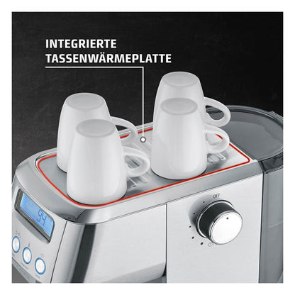 [RESIGILAT] Espressor Caso EspressoGourmet Crema cu portafiltru din inox, pompa ULKA 20 bari, spumare lapte, cafea macinata si paduri ESE