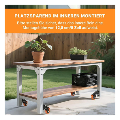 [RESIGILAT] Set 4 roti cu mecanism de ridicare Humagineer pentru banc de lucru, 300 kg, poliuretan