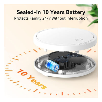 Detector de fum CHZHVAN cu baterie de 10 ani, buton test/silentios si indicator LED