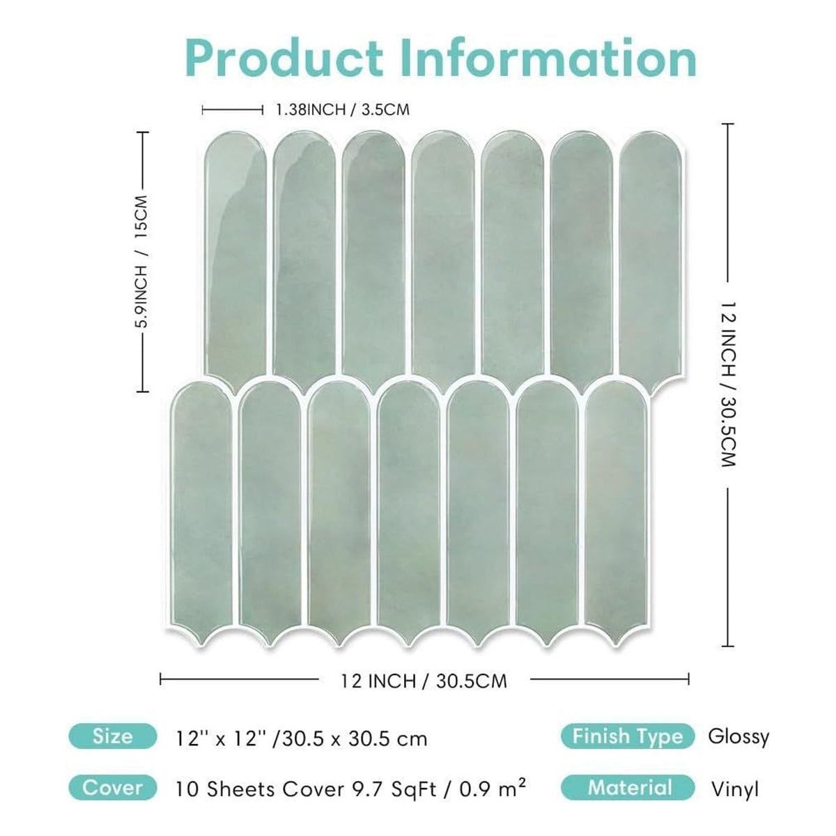 Placii autoadezive 3D Commomy din vinil, verde lime, set 10 bucati