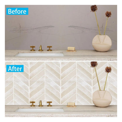 Placari autoadezive 3D WoStick pentru perete, model chevron, Light Sand
