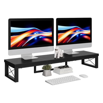 [RESIGILAT] Suport dublu IBUYKE pentru monitor, 97 cm, din lemn, negru