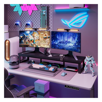 [RESIGILAT] Suport dublu IBUYKE pentru monitor, 97 cm, din lemn, negru