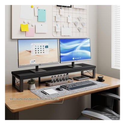 [RESIGILAT] Suport dublu IBUYKE pentru monitor, 97 cm, din lemn, negru
