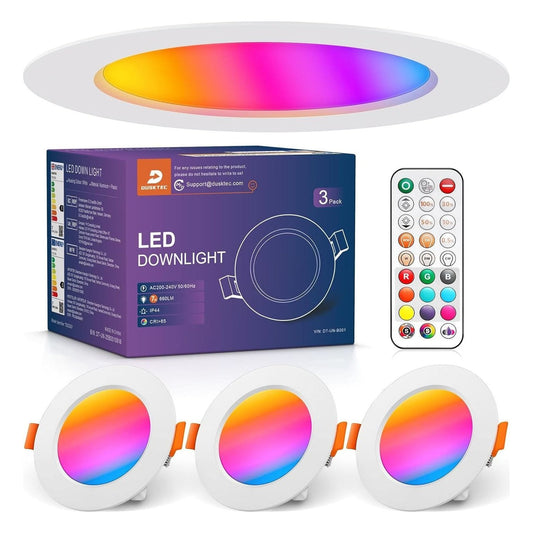 Spot LED incastrabil DUSKTEC RGB cu telecomanda, decupaj Ø68-85 mm, 7 W