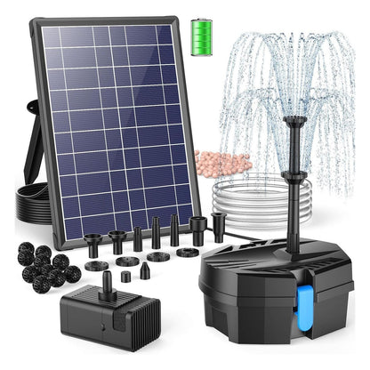Filtru solar pentru iaz POPOSOAP 8 W cu fantana si baterie 3600 mAh, varianta Solarbetrieben