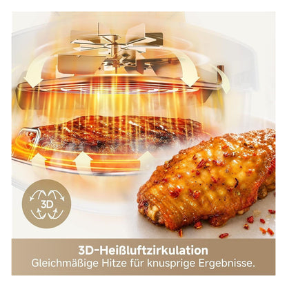 Friteuza cu aer cald dreame Tasti 5 in 1 portabila, recipiente din sticla 2,5 L si 4,5 L