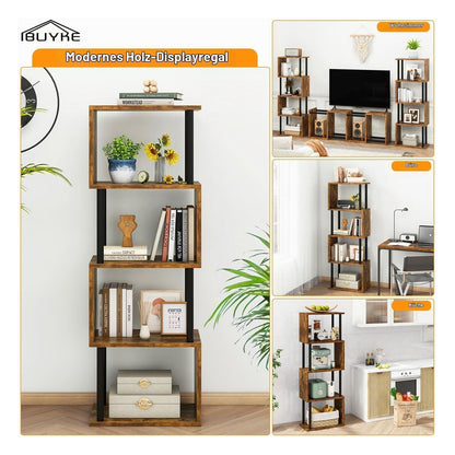 [RESIGILAT] Biblioteca IBUYKE cu 5 niveluri, in forma de S, marimea 5 Ebenen, maro rustic