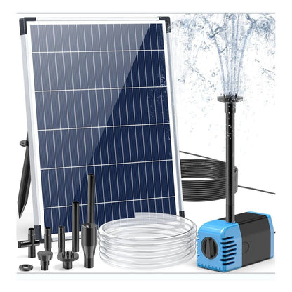 Pompa solara pentru fantana Biling 12 W, 605 L/h, cu 4 duze si furtun