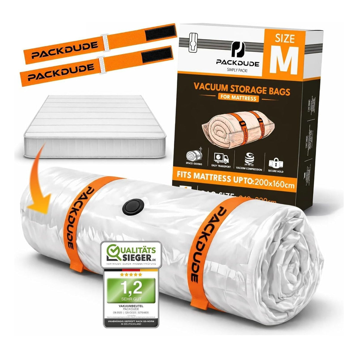 Sac de vidat PACKDUDE pentru saltele, marimea Medium, pana la 200 x 160 cm (240 x 200 cm)