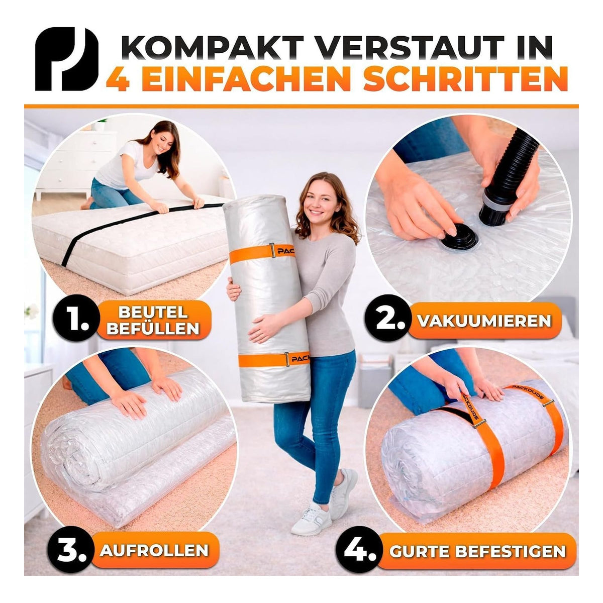Sac de vidat PACKDUDE pentru saltele de pana la 200 x 100 cm, marimea S