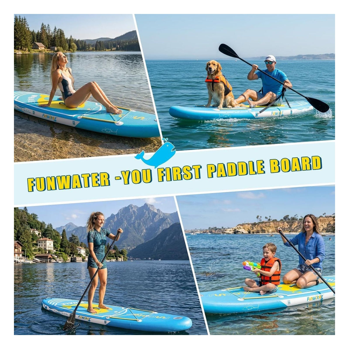 Placa SUP gonflabila FunWater pentru 2 persoane, PVC dublu strat, marimea Select Size Name