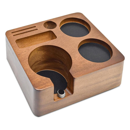 Statie de tasare espresso Shocanm pentru portafiltre de 51/54 mm, lemn de nuc