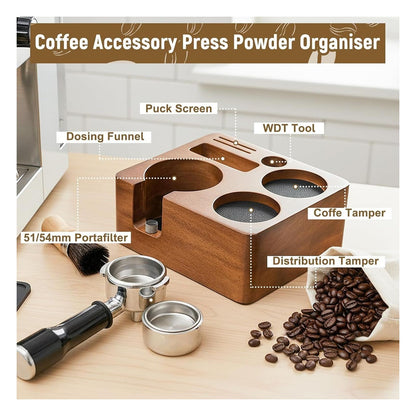 Statie de tasare espresso Shocanm pentru portafiltre de 51/54 mm, lemn de nuc