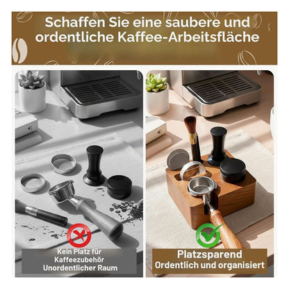 Statie de tasare espresso Shocanm pentru portafiltre de 51/54 mm, lemn de nuc