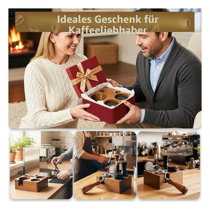 Statie de tasare espresso Shocanm pentru portafiltre de 51/54 mm, lemn de nuc