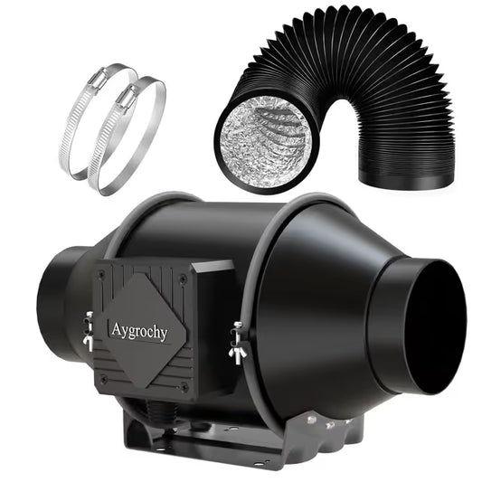 Aygrochy Ventilator de Conducta 100mm, 30W, 2800RPM, Silentios, Viteza Reglabila, 363 m³/h, IP44 – Racire, Uscare, Ventilare