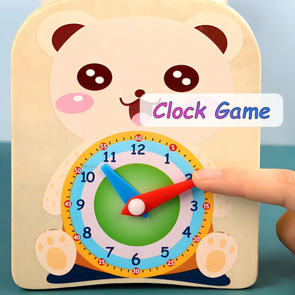 Kingbar 4-in-1 Jucarie Montessori din Lemn pentru Copii – Whack-a-Mole, Xilofon, Ceas, Dezvoltare Abilitati Motorii