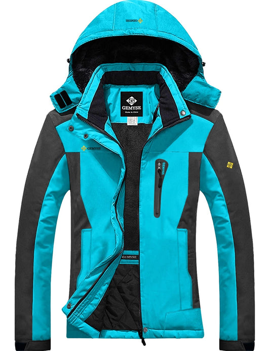 Geaca Ski Femei GEMYSE, Impermeabila si Windproof, Hardshell, Cu Gluga, Pentru Iarna, Drumetii si Ploaie