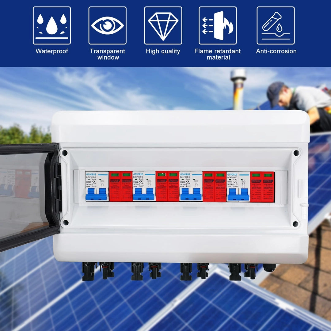 GTYORUS Panou Photovoltaic 4-in-4 DC – Protectie Supratensiune, Intrerupator Solar 500V, Protectie Fulgere si Impamantare, 40A