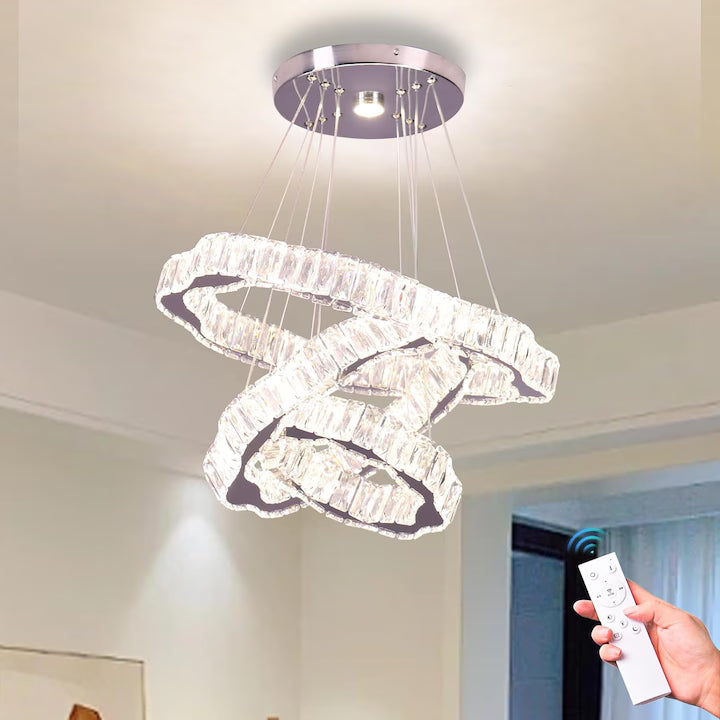 Lustra LED FRIXCHUR moderna cu 3 inele, cristal, 57W, 4650 lm
