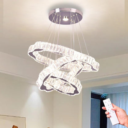 Lustra LED FRIXCHUR moderna cu 3 inele, cristal, 57W, 4650 lm