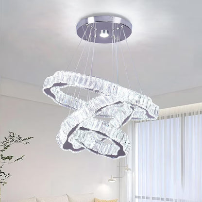 Lustra LED FRIXCHUR moderna cu 3 inele, cristal, 57W, 4650 lm