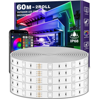 Banda LED Exterior AILBTON 18M RGB IP68 – Control App, Muzica, Rezistenta Apa – Gradina, Piscina, Terasa