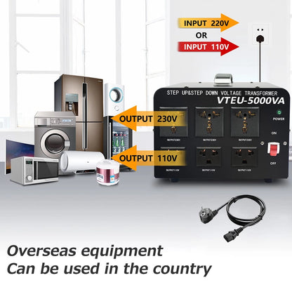 Transformator Tensiune 5000VA Cantonape, Convertor 110V/220V, Step Up/Down, 5000W, Toroidal