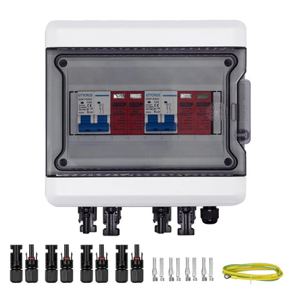 Cutie Fotovoltaica GTYORUS cu Protectie Supratensiune DC, Intrerupator Deconectare PV, 2 Stringuri, 500V, 40A