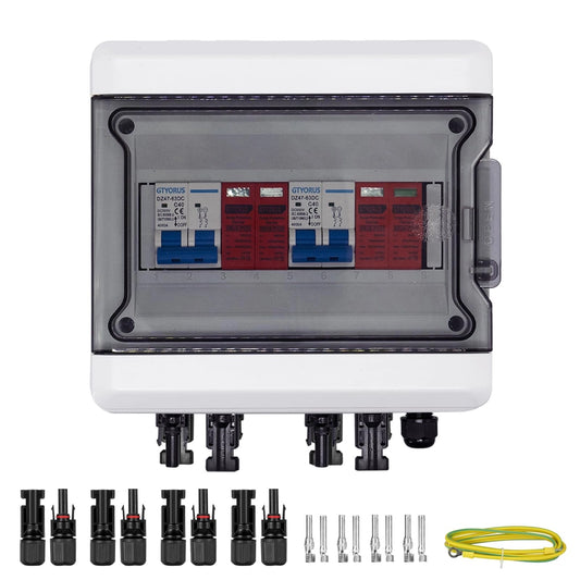 Cutie Fotovoltaica GTYORUS cu Protectie Supratensiune DC, Intrerupator Deconectare PV, 2 Stringuri, 500V, 40A